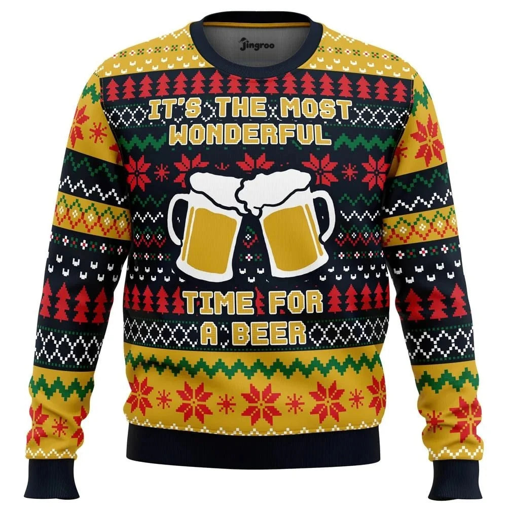 It's The Most Wonderful Time For A Beer Ugly Christmas Sweater - Christmas Jumper (front)