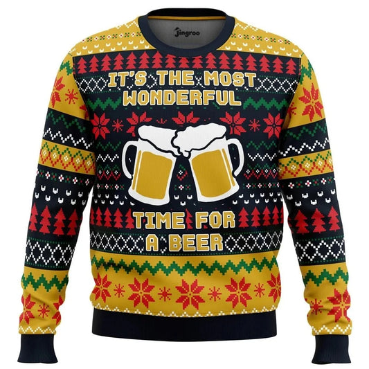 It's The Most Wonderful Time For A Beer Ugly Christmas Sweater - Christmas Jumper (front)