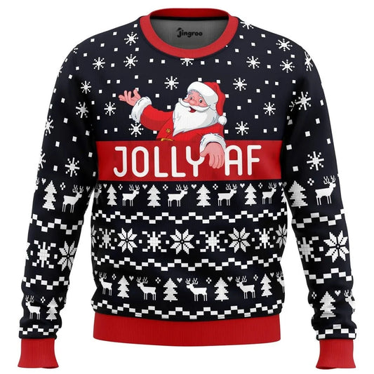 Jolly AF Santa Ugly Christmas Sweater - Christmas Jumper (front)