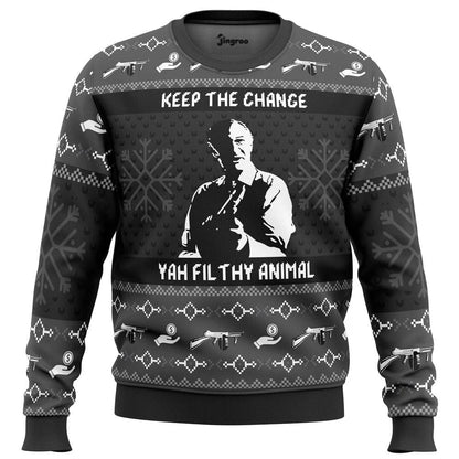 Keep The Change, Ya Filthy Animal Ugly Christmas Sweater - Christmas Jumper (front)