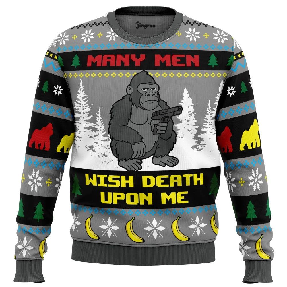 Many Men, One Gorilla Ugly Christmas Sweater - Christmas Jumper (front)