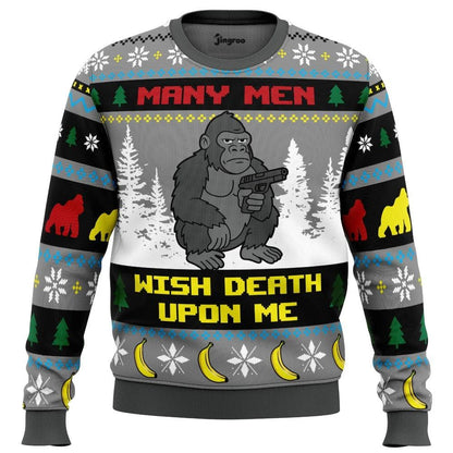 Many Men, One Gorilla Ugly Christmas Sweater - Christmas Jumper (front)