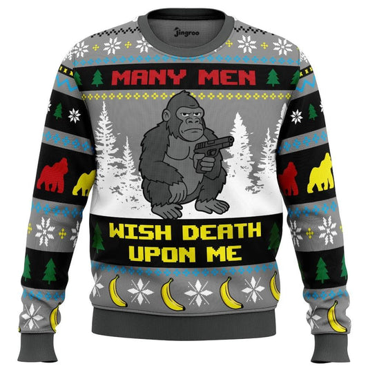 Many Men, One Gorilla Ugly Christmas Sweater - Christmas Jumper (front)