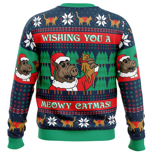 Meowy Catmas Ugly Christmas Sweater - Christmas Jumper (back)