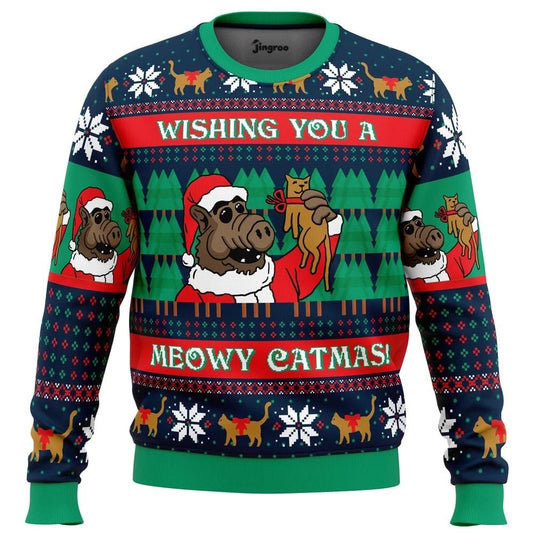 Meowy Catmas Ugly Christmas Sweater - Christmas Jumper (front)