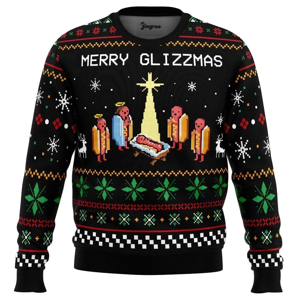 Merry Glizzmas Ugly Christmas Sweater - Christmas Jumper (front)