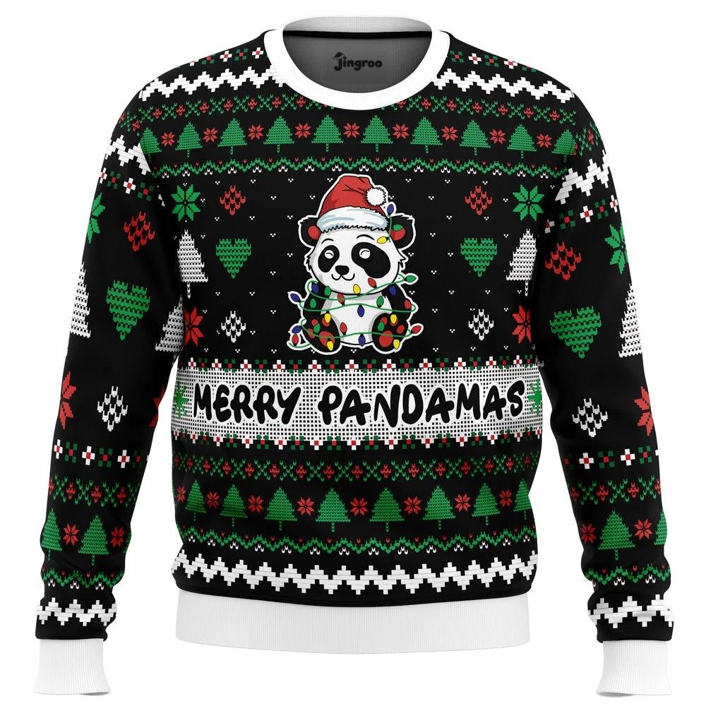 Merry Pandamas Ugly Christmas Sweater - Christmas Jumper (front)