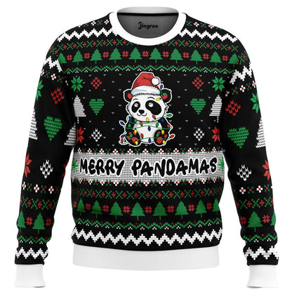 Merry Pandamas Ugly Christmas Sweater - Christmas Jumper (front)