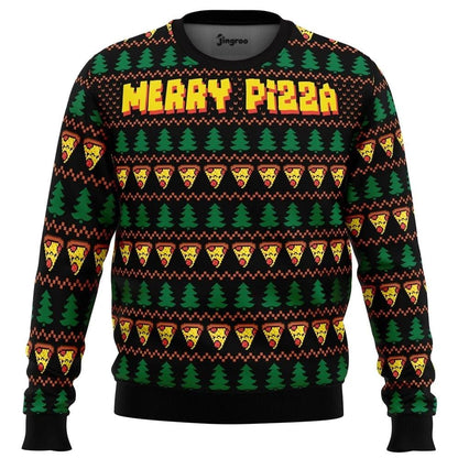 Merry Pizza Ugly Christmas Sweater - Christmas Jumper (front)