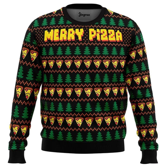 Merry Pizza Ugly Christmas Sweater - Christmas Jumper (front)