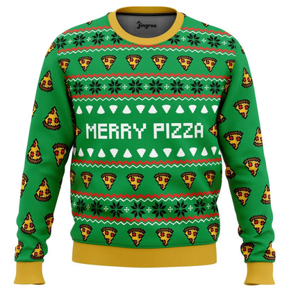 Merry Pizza Party Ugly Christmas Sweater - Christmas Jumper (view 1)