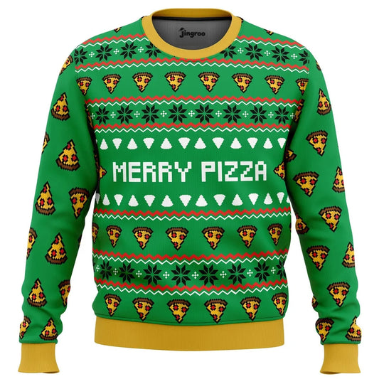 Merry Pizza Party Ugly Christmas Sweater - Christmas Jumper (view 1)