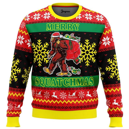 Merry Squatchmas Ugly Christmas Sweater - Christmas Jumper (front)
