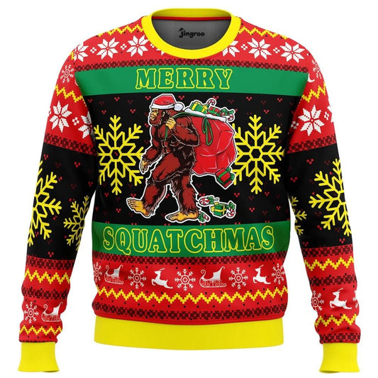 Merry Squatchmas Ugly Christmas Sweater - Christmas Jumper (front)