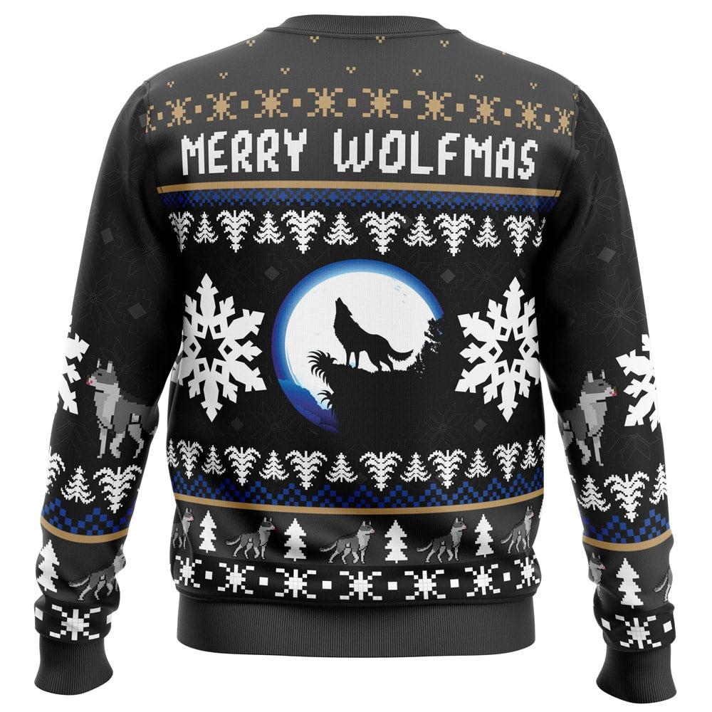 Merry Wolfmas Ugly Christmas Sweater - Christmas Jumper (back)