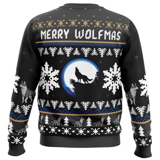 Merry Wolfmas Ugly Christmas Sweater - Christmas Jumper (back)