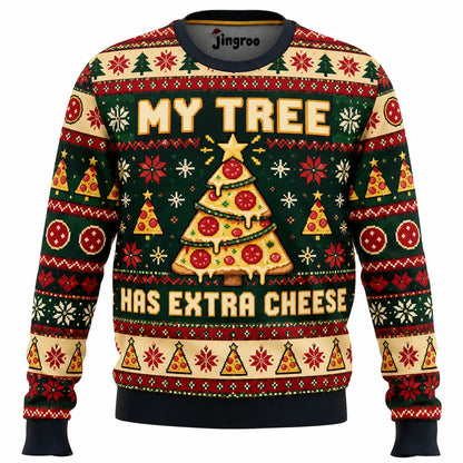 My Tree Has Extra Cheese Ugly Christmas Sweater - Christmas Jumper (front)