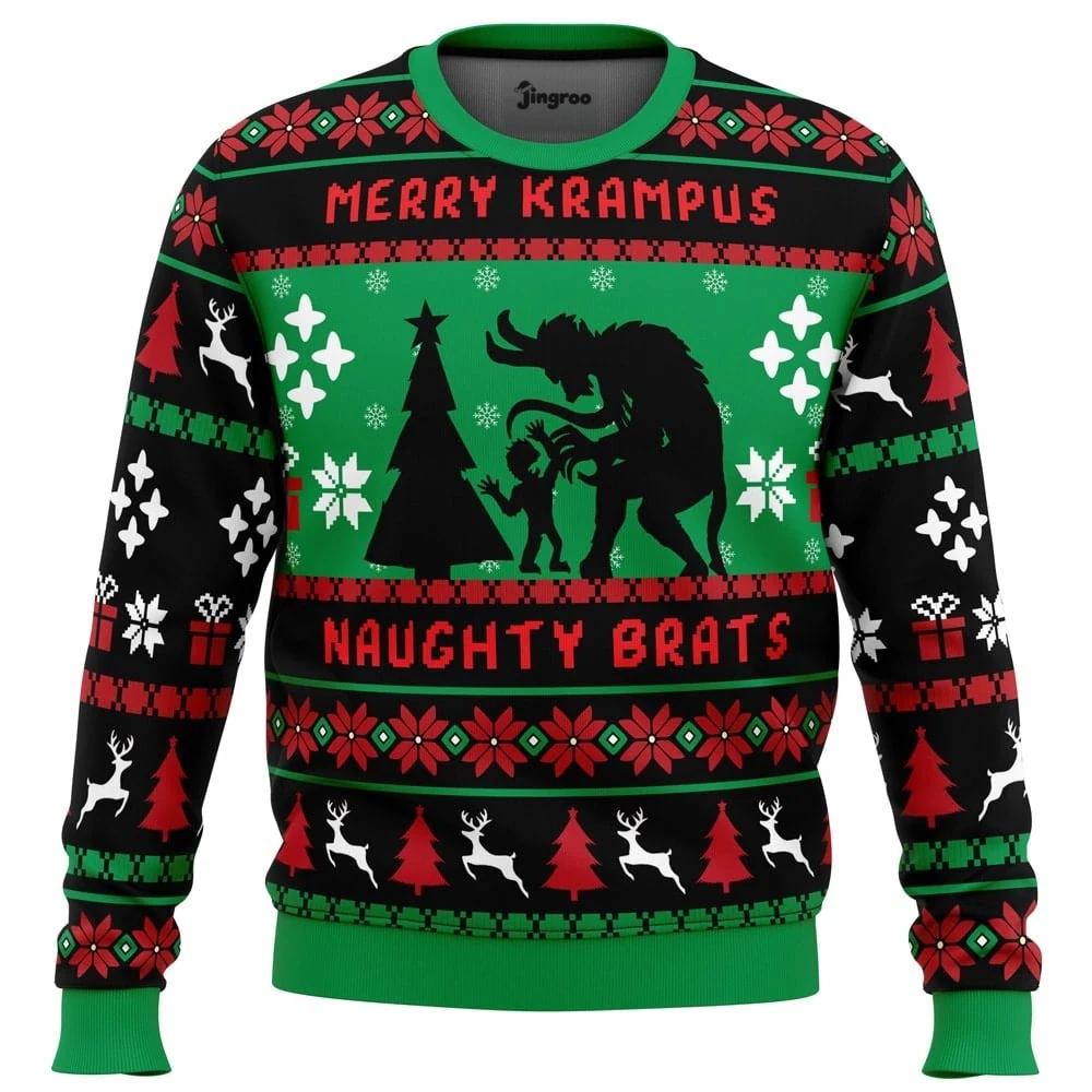 Naughty Brats Beware Ugly Christmas Sweater - Christmas Jumper (front)