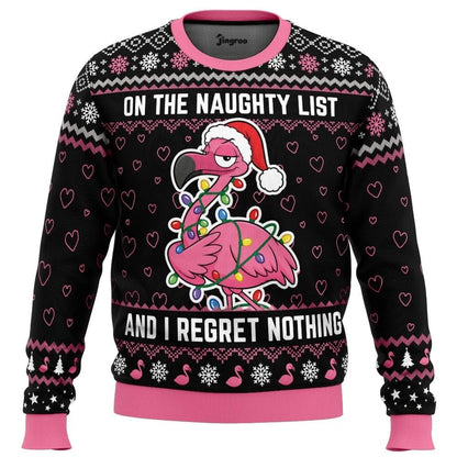 Naughty Flamingo Ugly Christmas Sweater - Christmas Jumper (front)