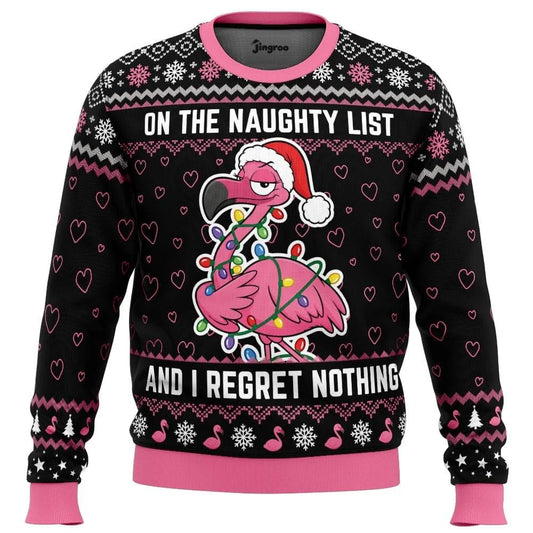 Naughty Flamingo Ugly Christmas Sweater - Christmas Jumper (front)