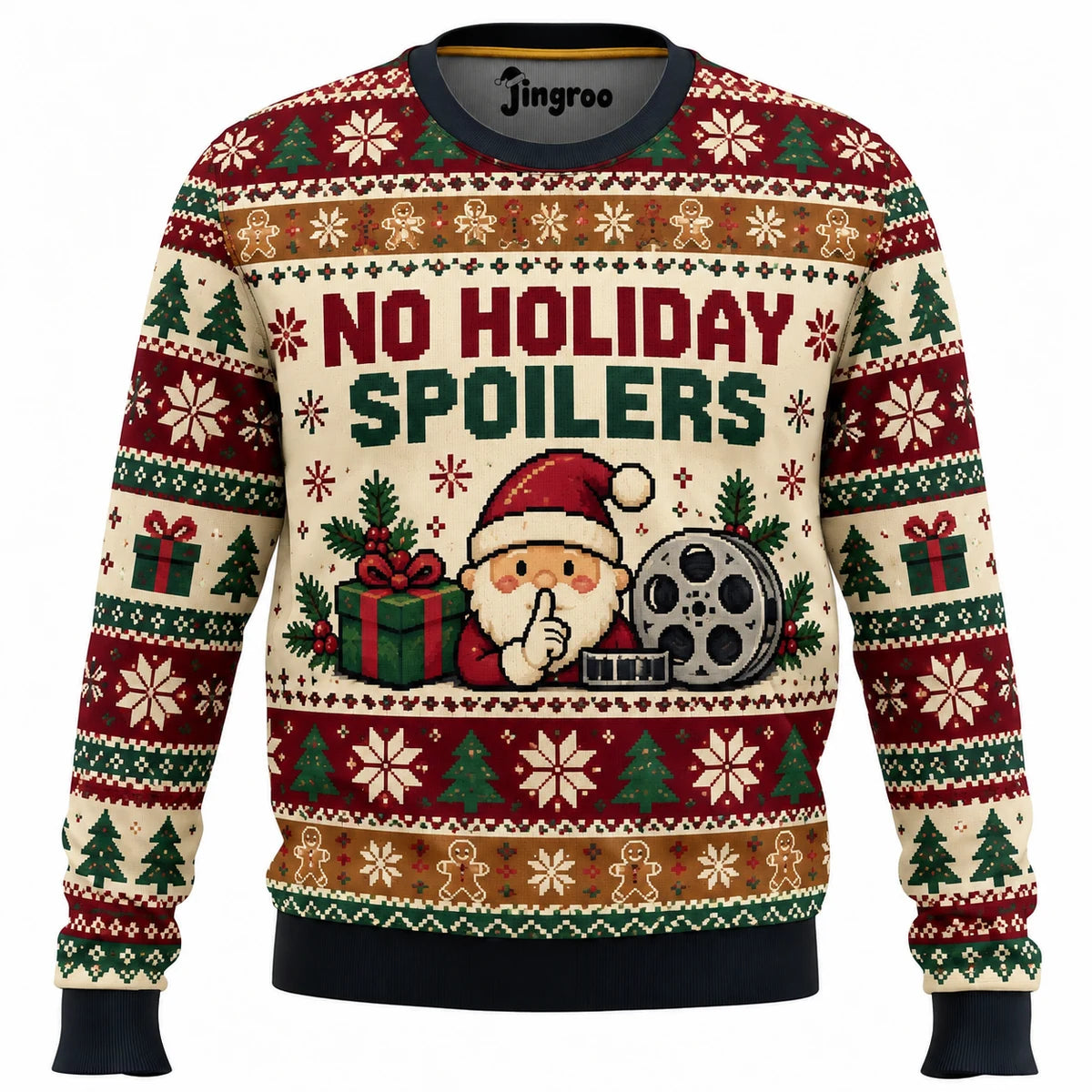 No Holiday Spoilers Ugly Christmas Sweater - Christmas Jumper (front)