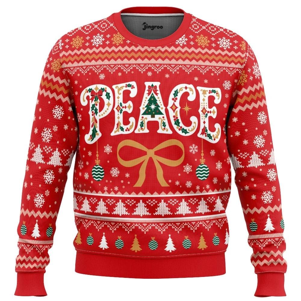 Peace On Earth, Mostly Ugly Christmas Sweater - Christmas Jumper (front)