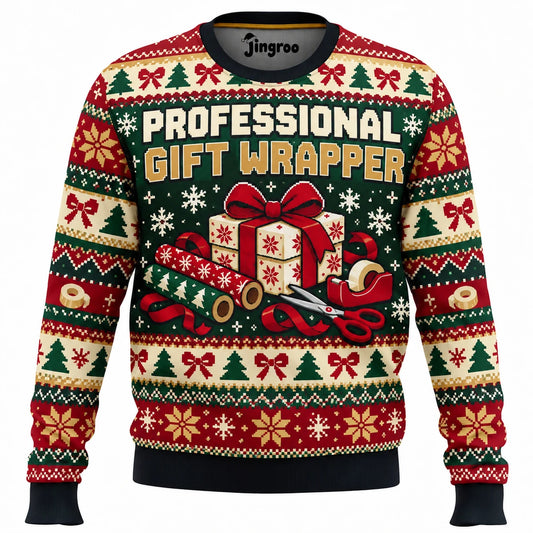 Professional Gift Wrapper Ugly Christmas Sweater - Christmas Jumper (front)