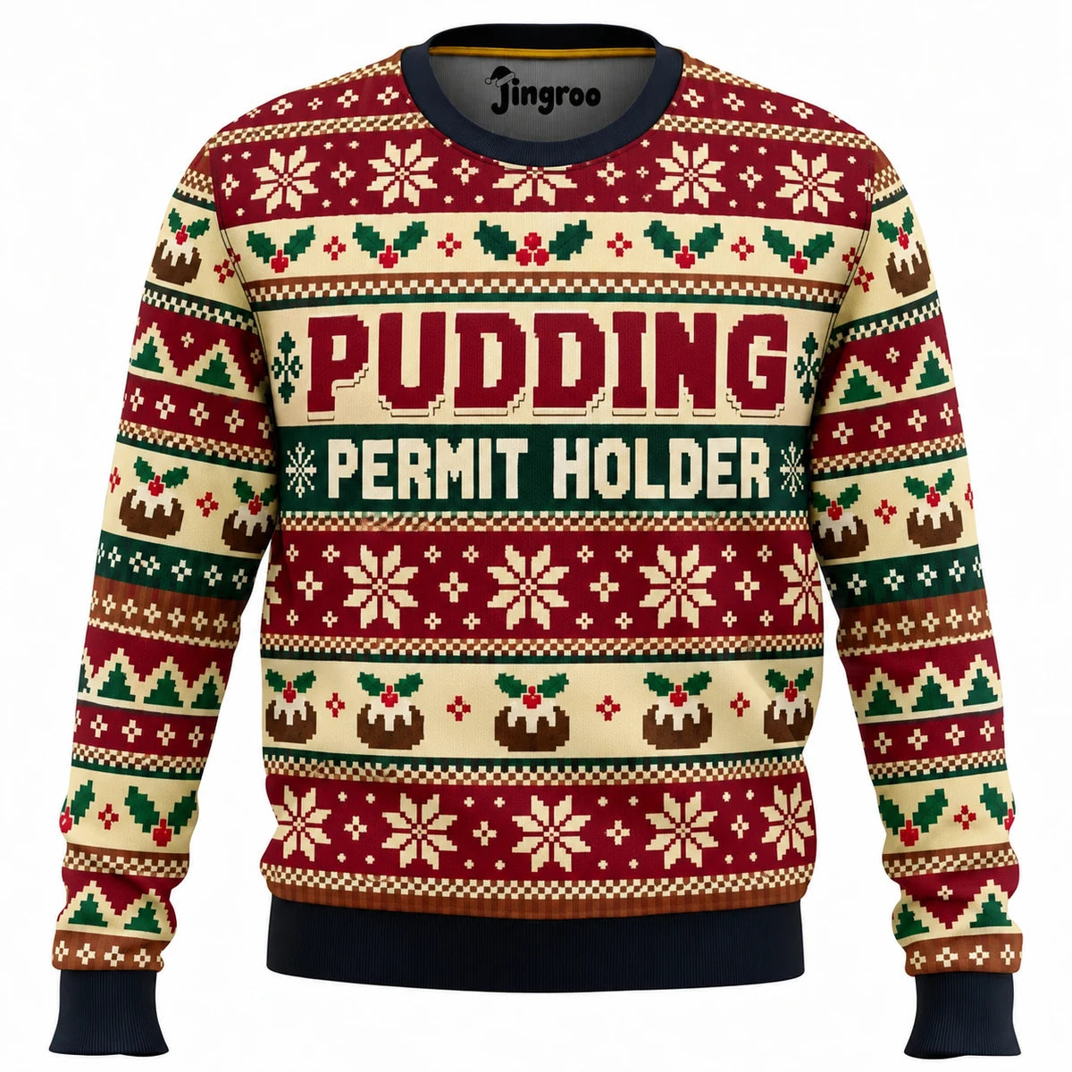 Pudding Permit Holder Ugly Christmas Sweater - Christmas Jumper (front)
