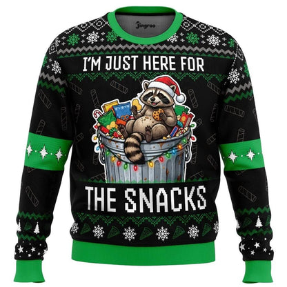 Raccoon In It For The Snacks Ugly Christmas Sweater - Christmas Jumper (front)