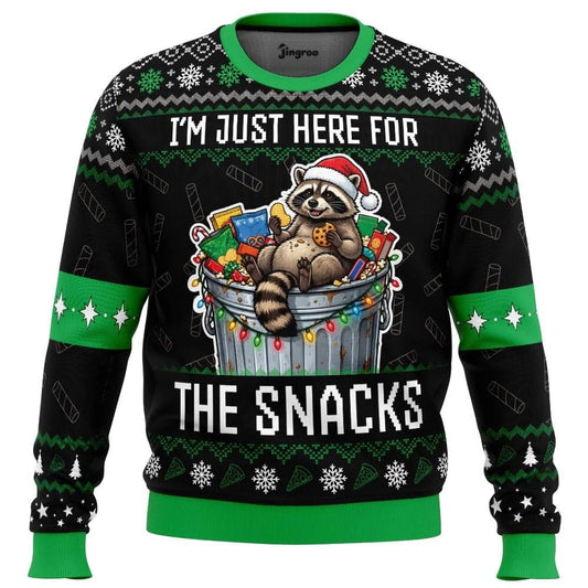 Raccoon In It For The Snacks Ugly Christmas Sweater - Christmas Jumper (front)