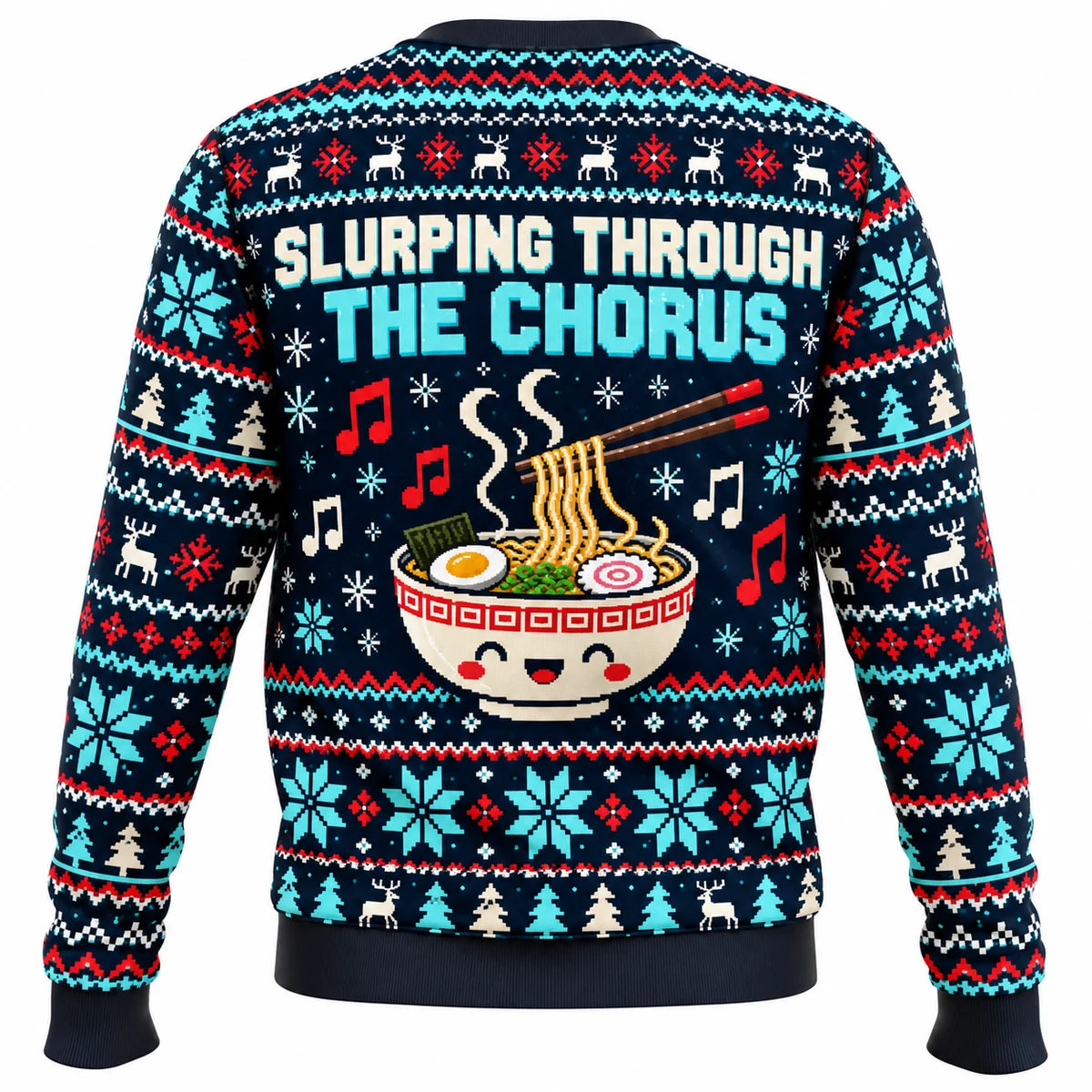 Ramen & Christmas Carols Ugly Christmas Sweater - Christmas Jumper (back)