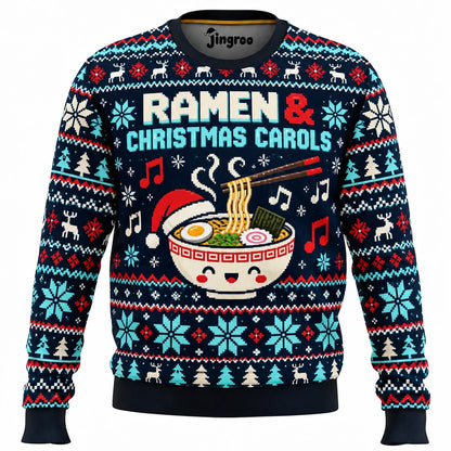 Ramen & Christmas Carols Ugly Christmas Sweater - Christmas Jumper (front)