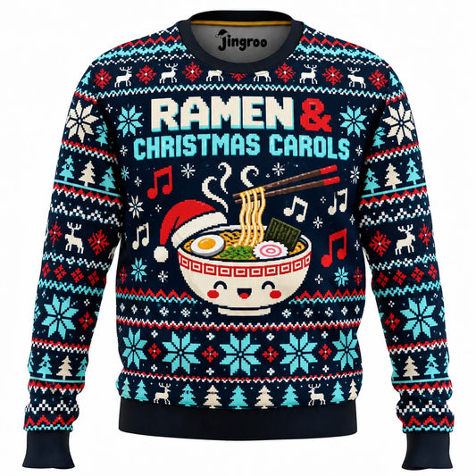 Ramen & Christmas Carols Ugly Christmas Sweater - Christmas Jumper (front)