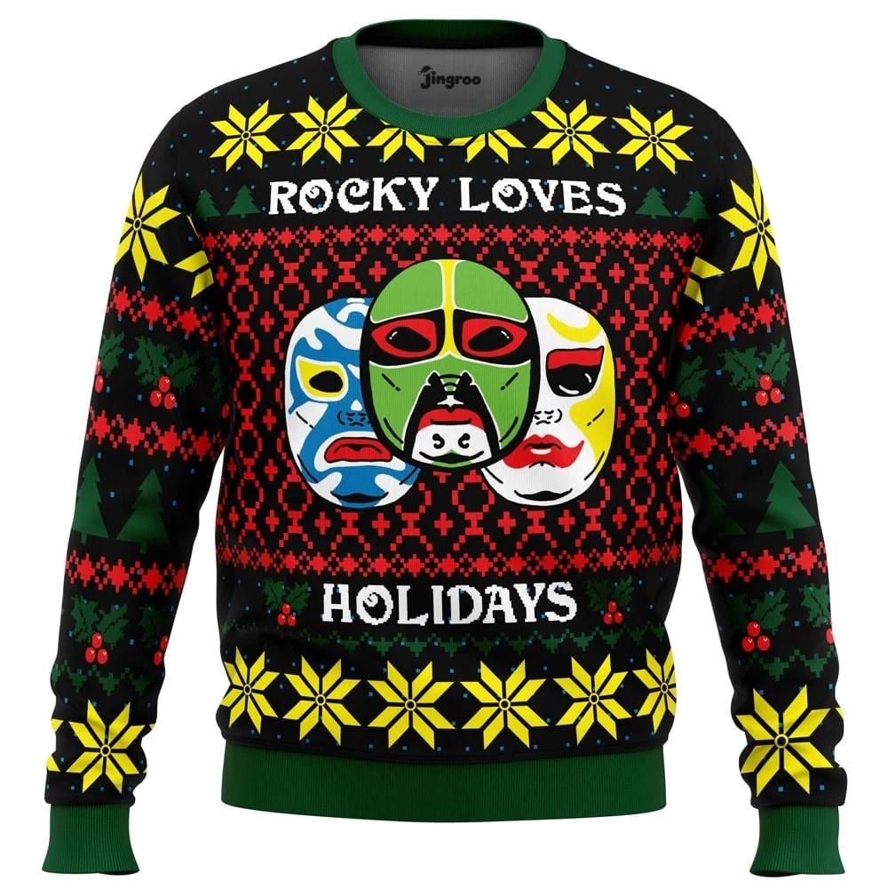 Rocky Loves Holidays Ugly Christmas Sweater - Christmas Jumper (front)