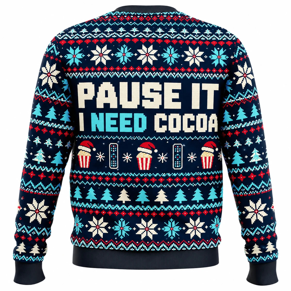 Santa Brought the Popcorn Ugly Christmas Sweater - Christmas Jumper (back)