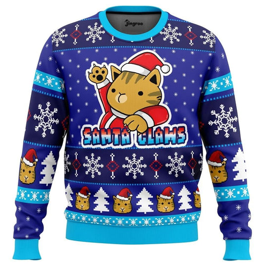 Santa Kitty Claws Ugly Christmas Sweater - Christmas Jumper (front)