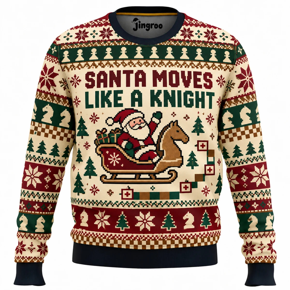 Santa Moves Like a Knight Ugly Christmas Sweater - Christmas Jumper (front)
