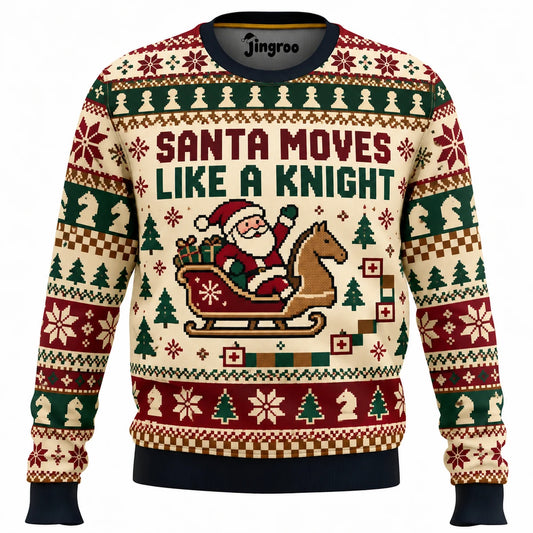 Santa Moves Like a Knight Ugly Christmas Sweater - Christmas Jumper (front)