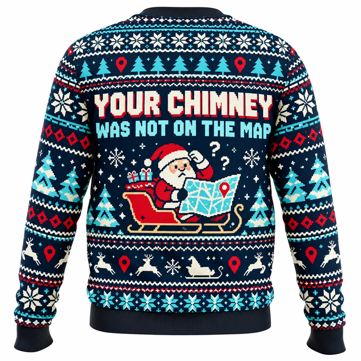 Santa's GPS Recalculating Ugly Christmas Sweater - Christmas Jumper (back)