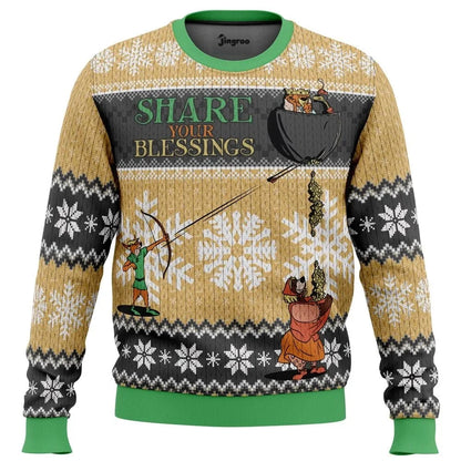 Share Your Blessings, Merry Men Ugly Christmas Sweater - Christmas Jumper (front)
