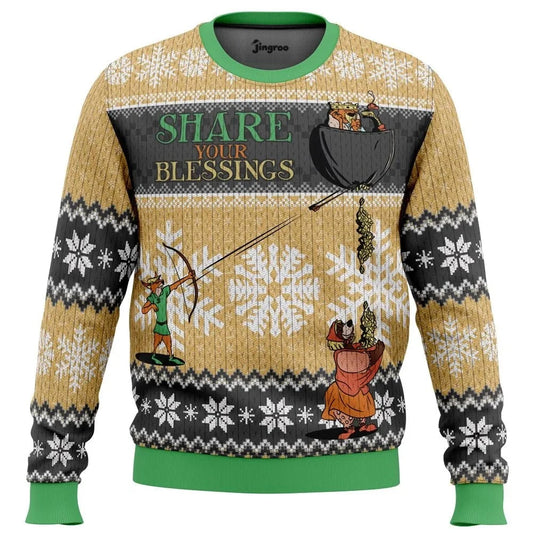 Share Your Blessings, Merry Men Ugly Christmas Sweater - Christmas Jumper (front)