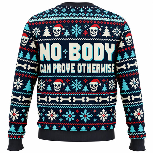 Skeleton on the Nice List Ugly Christmas Sweater - Christmas Jumper (back)