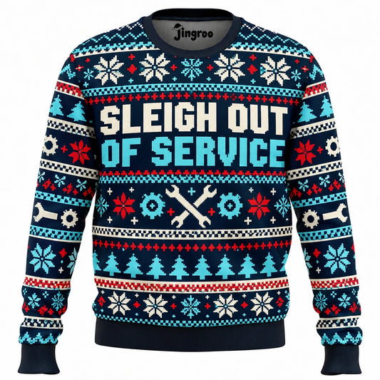 Sleigh Out of Service Ugly Christmas Sweater - Christmas Jumper (front)
