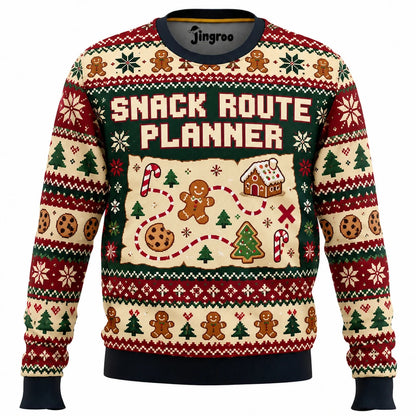 Snack Route Planner Ugly Christmas Sweater - Christmas Jumper (front)