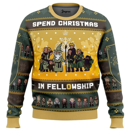Spend Christmas In Fellowship Ugly Christmas Sweater - Christmas Jumper (front)