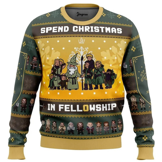 Spend Christmas In Fellowship Ugly Christmas Sweater - Christmas Jumper (front)