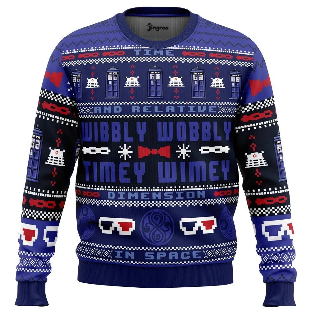 Timey Wimey Christmas Ugly Christmas Sweater - Christmas Jumper (front)