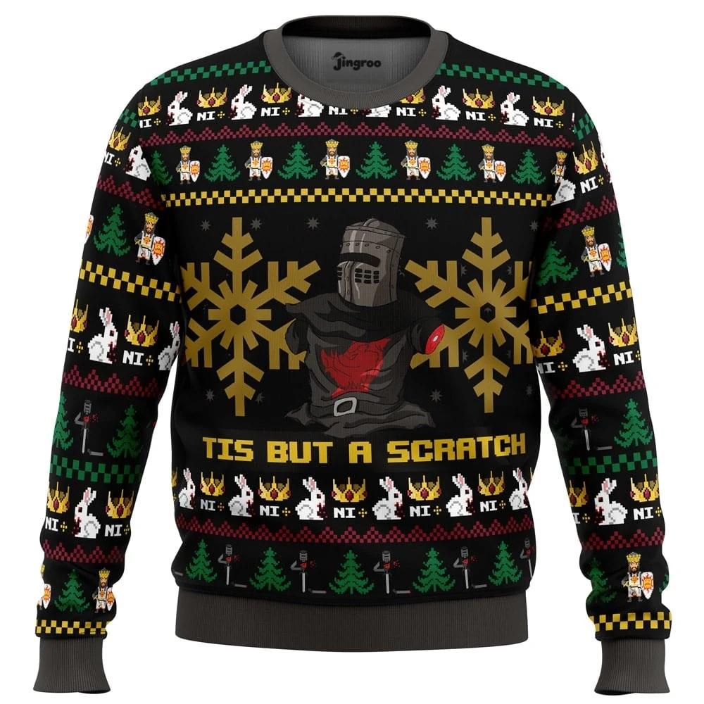 Tis But A Scratch Ugly Christmas Sweater - Christmas Jumper (front)