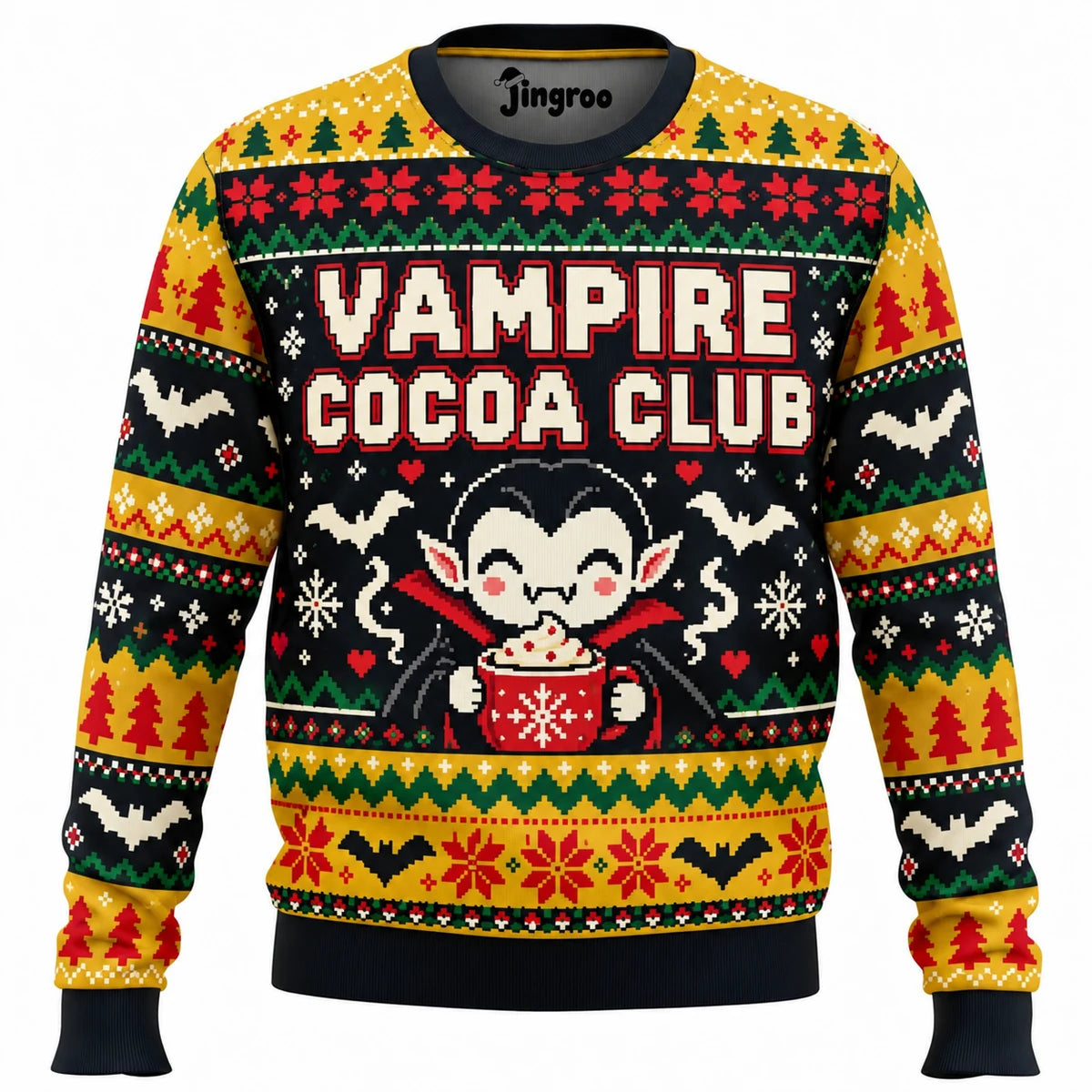 Vampire Cocoa Club Ugly Christmas Sweater - Christmas Jumper (front)