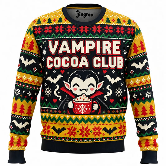 Vampire Cocoa Club Ugly Christmas Sweater - Christmas Jumper (front)